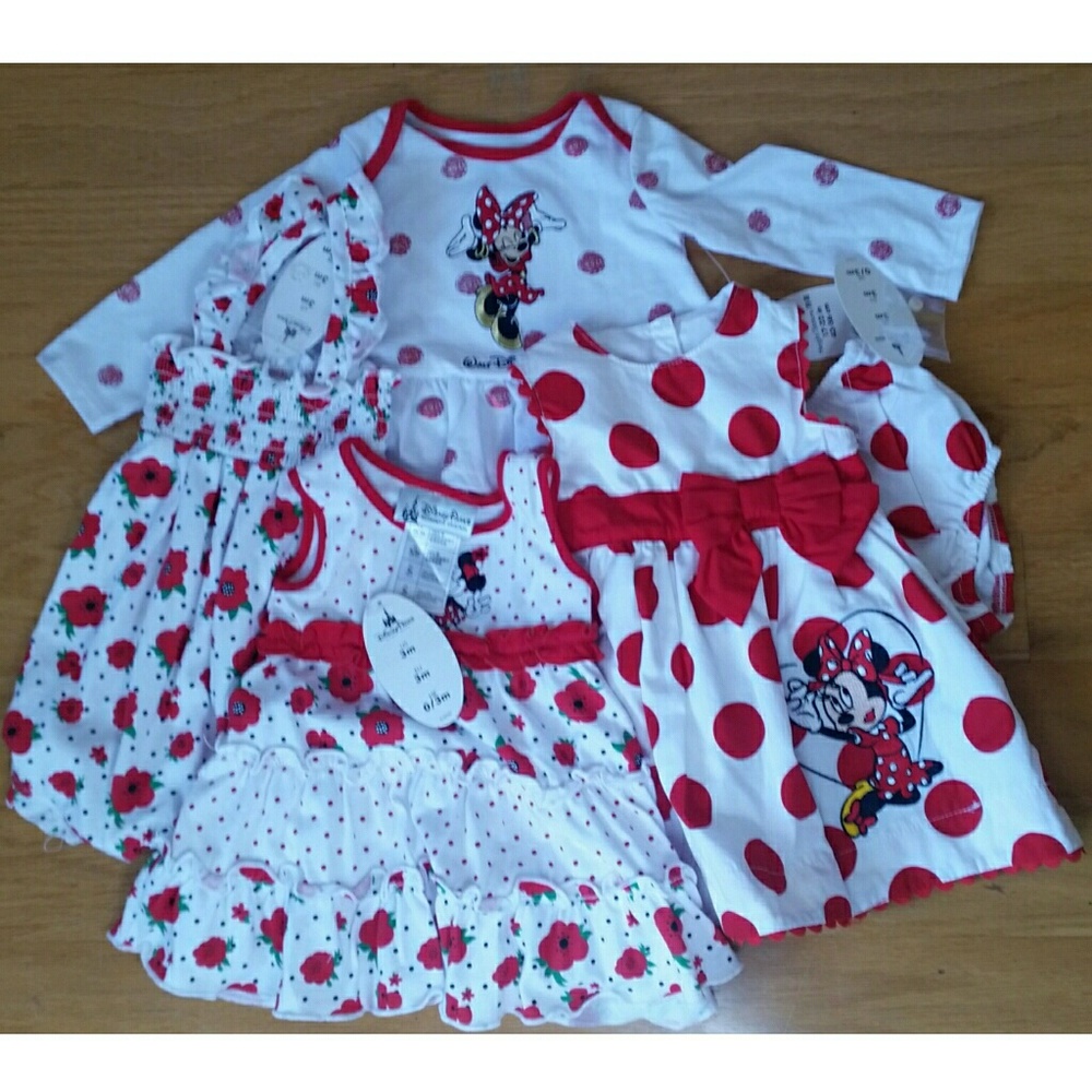 Disney Minnie Mouse Baby Girl Lot Polka Dot Floral